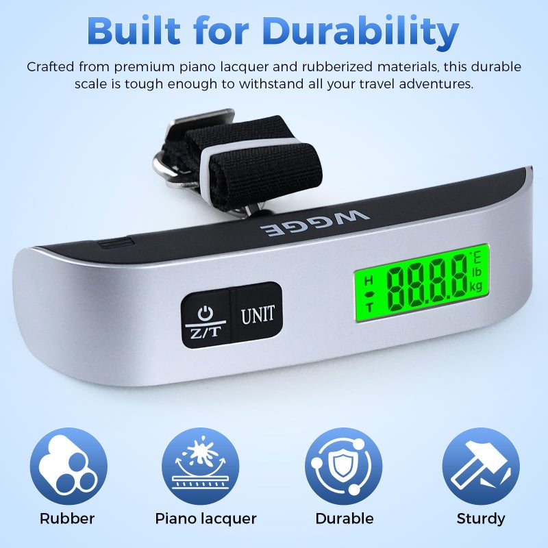 WGGE Digital Luggage Scale, WGGE Travel Luggage Weight Scale, Max 110lbs/50kg Baggage Scale with Backlit LCD Display - Image 3